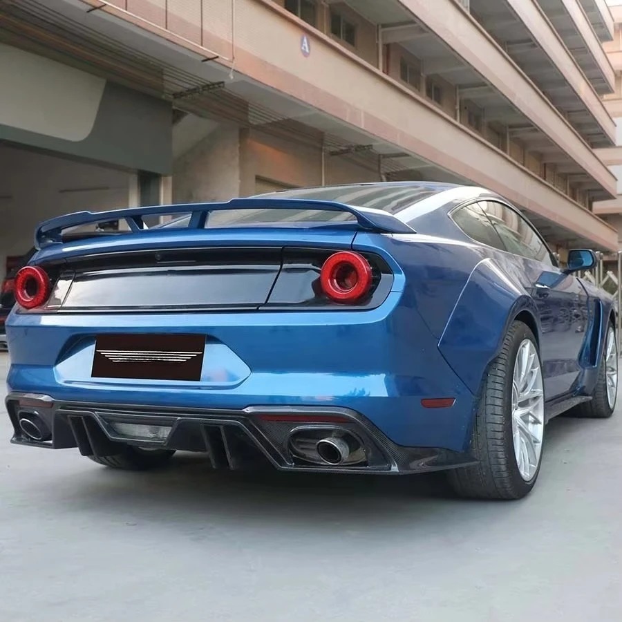 2018-2023 for Mustang Carbon Fiber Body Kit with Rear Diffuser Bumper Lip Splitters Including Exhaust Bumper Cut-Outs